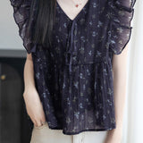 Elegant Ruffled Floral Shirt - liwisi