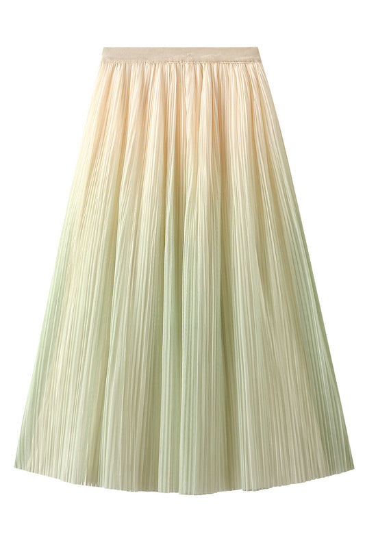 Elegant Gradient Pleated Midi Skirt - liwisi