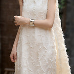 Elegant Textured Sleeveless Dress - liwisi