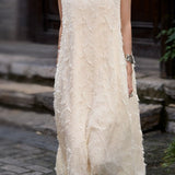 Elegant Textured Sleeveless Dress - liwisi