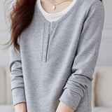 Early Autumn Casual Layered Long Sleeve T-shirt