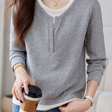 Early Autumn Casual Layered Long Sleeve T-shirt