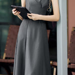 Elegant Vintage Bow A-line Dress - liwisi