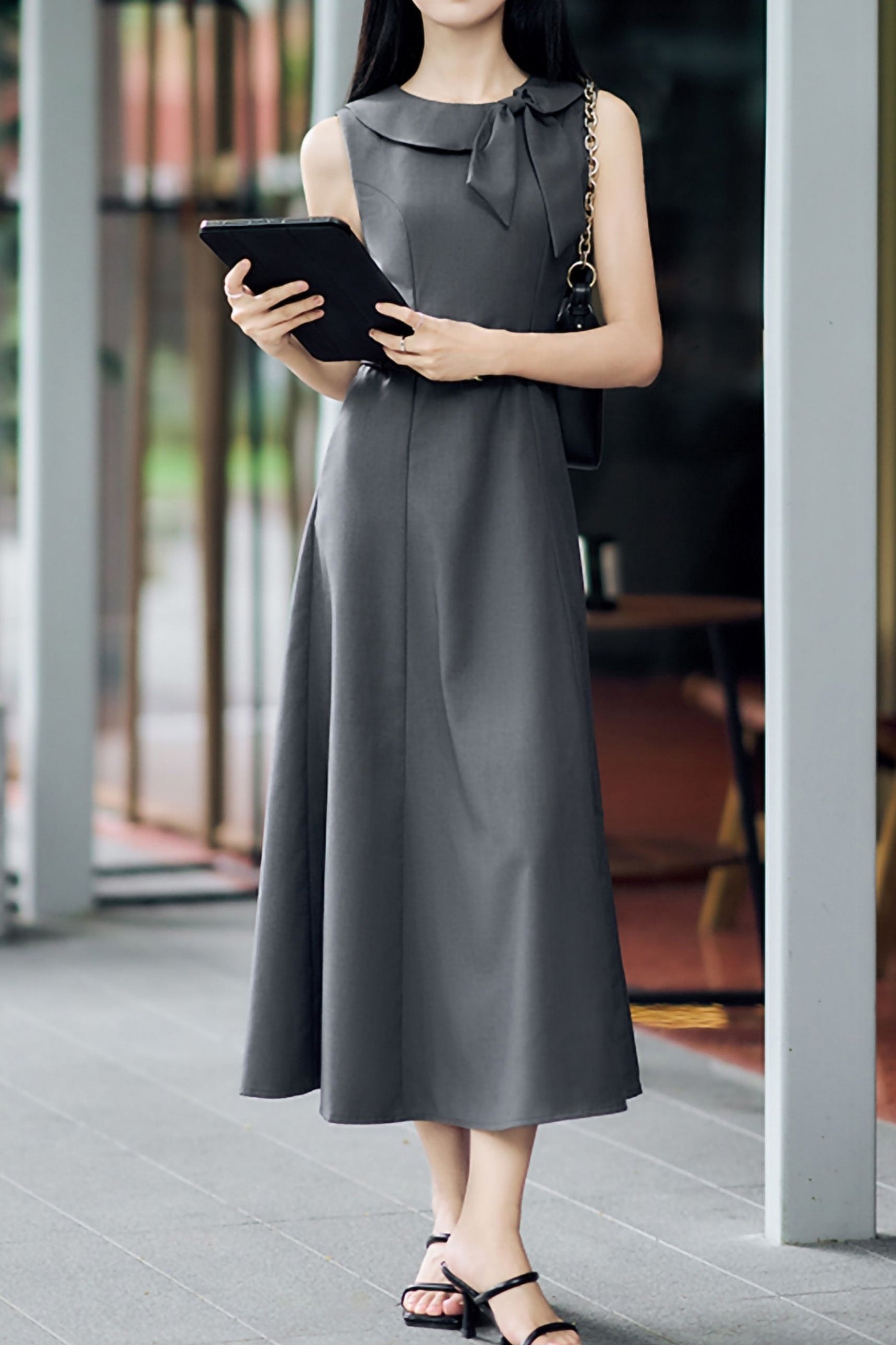 Elegant Vintage Bow A-line Dress - liwisi
