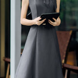 Elegant Vintage Bow A-line Dress - liwisi