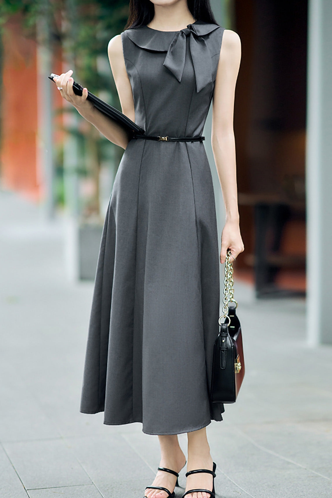 Elegant Vintage Bow A-line Dress - liwisi