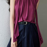 Elegant Vintage Stand Collar Sleeveless Top - liwisi