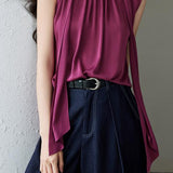 Elegant Vintage Stand Collar Sleeveless Top - liwisi