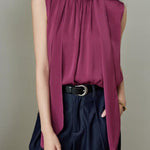 Elegant Vintage Stand Collar Sleeveless Top - liwisi