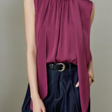 Elegant Vintage Stand Collar Sleeveless Top - liwisi