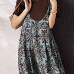 Casual Spliced Print Short-Sleeve Dress - liwisi