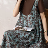 Casual Spliced Print Short-Sleeve Dress - liwisi