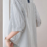 Casual Striped Spliced Loose-Fit Shirt