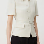 Minimalist short sleeve collared blazer - liwisi