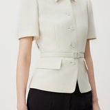 Minimalist short sleeve collared blazer - liwisi