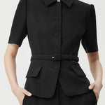 Minimalist short sleeve collared blazer - liwisi