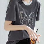 Intellectual elegant faux two-piece T-shirt - liwisi