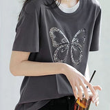 Intellectual elegant faux two-piece T-shirt - liwisi