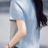 Casual polo collar embroidered T-shirt