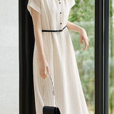 Casual commuting striped waist A-line dress