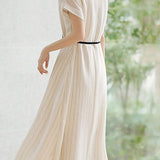 Casual commuting striped waist A-line dress