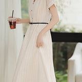 Casual commuting striped waist A-line dress
