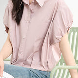 French-Style Elegant Cotton Short-Sleeve Shirt