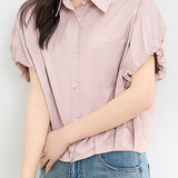 French-Style Elegant Cotton Short-Sleeve Shirt