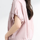 French-Style Elegant Cotton Short-Sleeve Shirt
