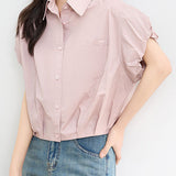 French-Style Elegant Cotton Short-Sleeve Shirt