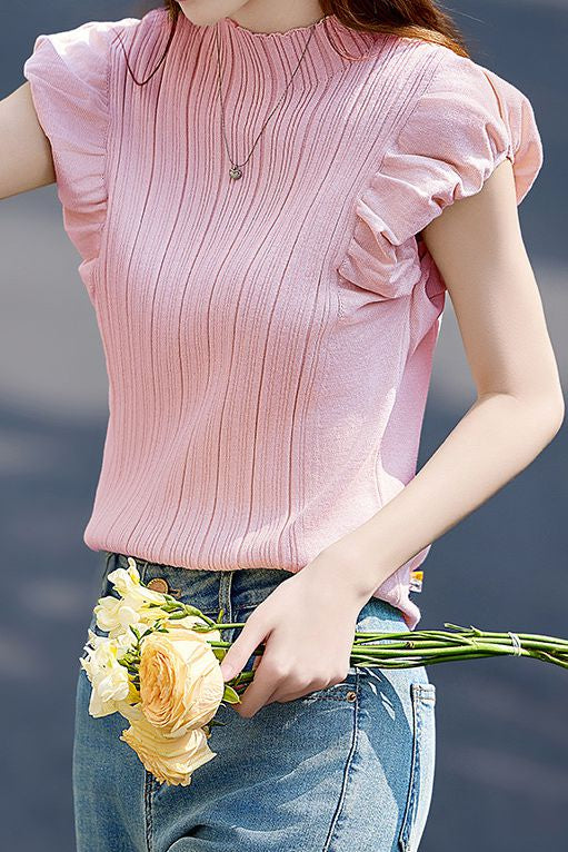 Versatile Cap Sleeve Puff Sleeve Knit Top - liwisi