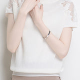 Lace Hollow-Out Knit Short-Sleeve T-Shirt