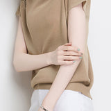 Lace Hollow-Out Knit Short-Sleeve T-Shirt