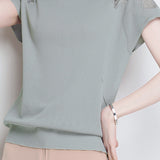 Lace Hollow-Out Knit Short-Sleeve T-Shirt