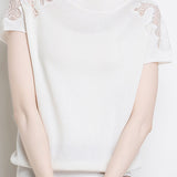 Lace Hollow-Out Knit Short-Sleeve T-Shirt