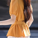 Fashion V-neck short-sleeve shirt - liwisi