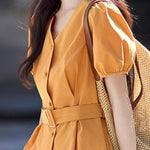 Fashion V-neck short-sleeve shirt - liwisi