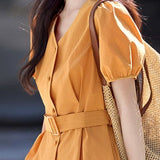 Fashion V-neck short-sleeve shirt - liwisi