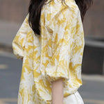 Casual small V-neck printed shirt - liwisi