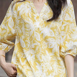 Casual small V-neck printed shirt - liwisi