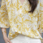 Casual small V-neck printed shirt - liwisi