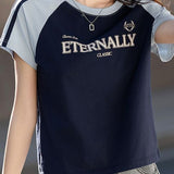 American vintage print round-neck tee - liwisi