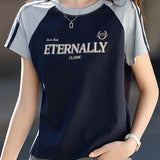 American vintage print round-neck tee - liwisi