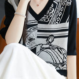 Color-block sleeve knit top