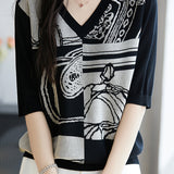 Color-block sleeve knit top