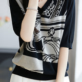 Color-block sleeve knit top