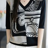 Color-block sleeve knit top
