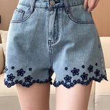 Fashion Casual Embroidered Shorts
