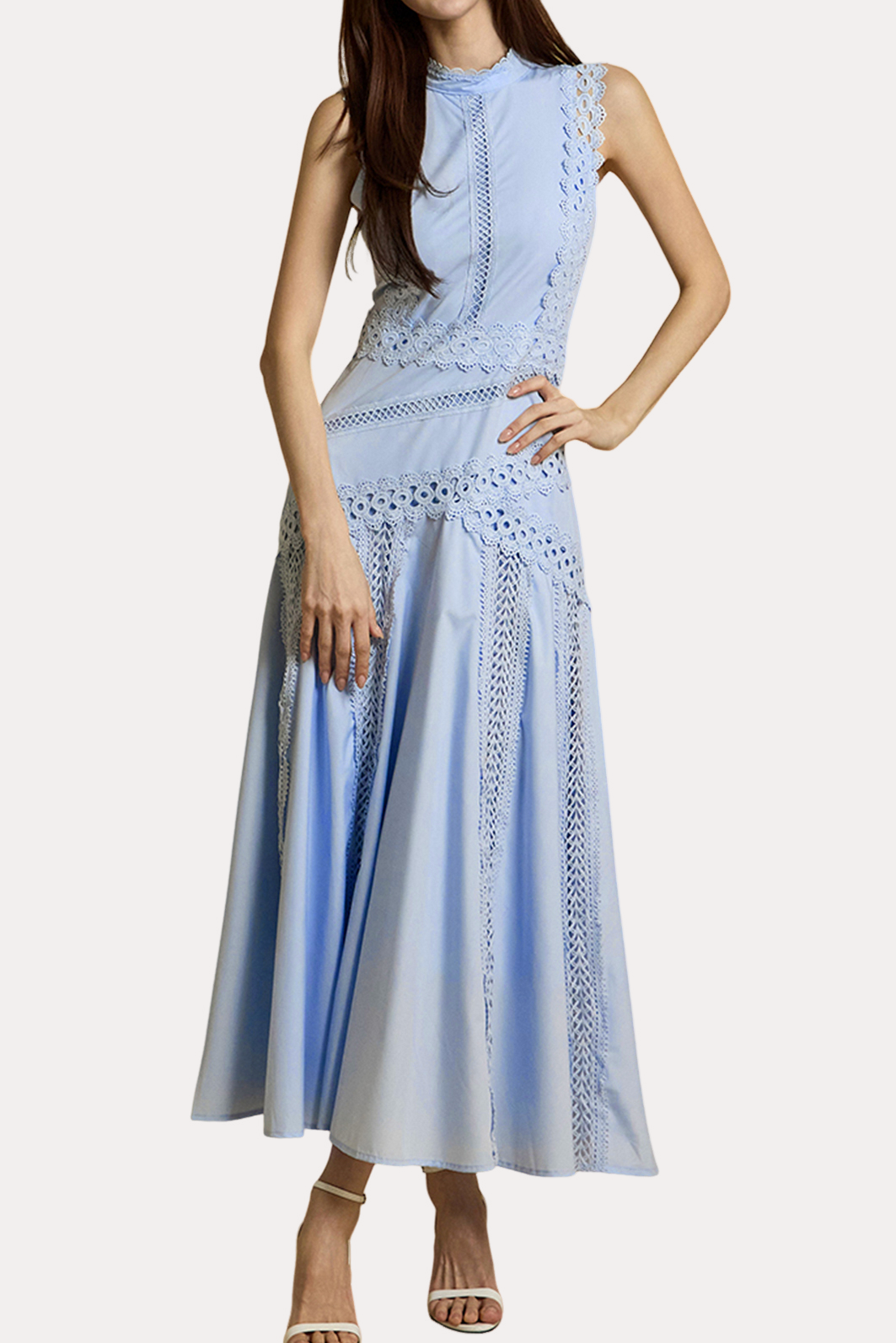 Exquisite Elegant Lace Spliced Sleeveless Camisole Dress - liwisi