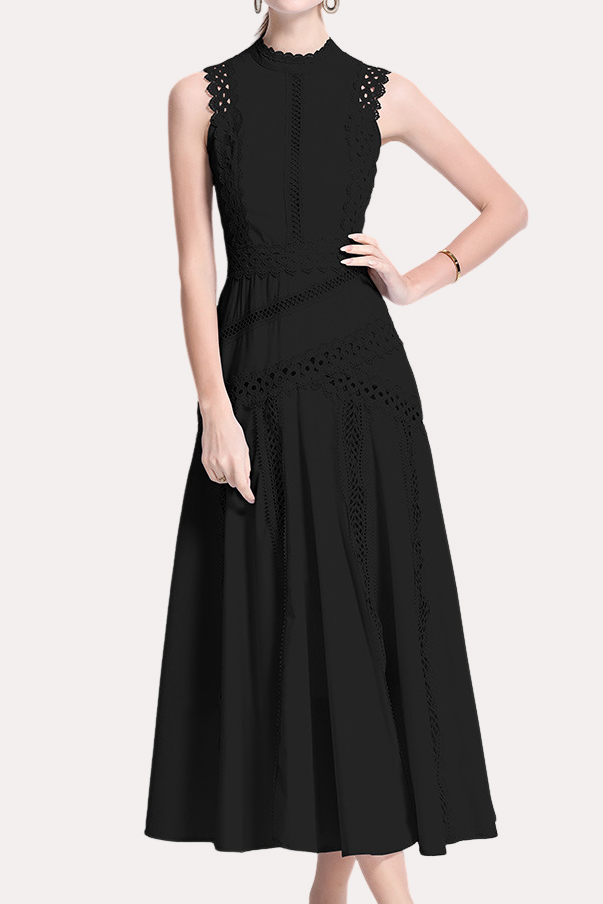 Exquisite Elegant Lace Spliced Sleeveless Camisole Dress - liwisi